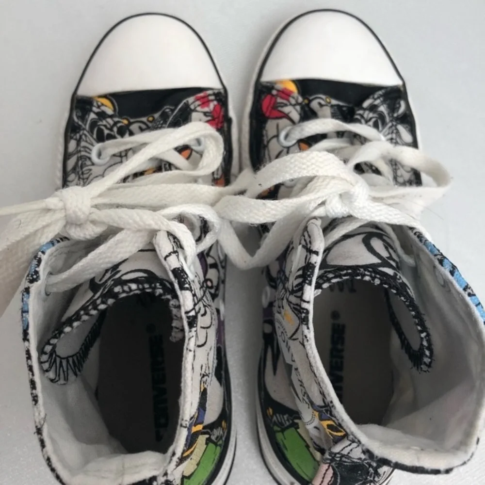 Converse white multicolor cartoon print unisex high top sneakers